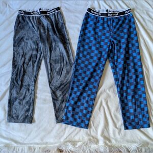 Hurley Boy's Pajama Bottoms - Two SIZE 10 Medium Gray and Blue Patterned